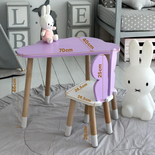 Дитячий столик хмаринка 46х70х40 LalaKids Фіолетовий 1133 фото