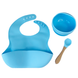 Набір дитячого силіконового посуду з присоскою 3 предмети 0110 Блакитний 0110 Goluboy фото