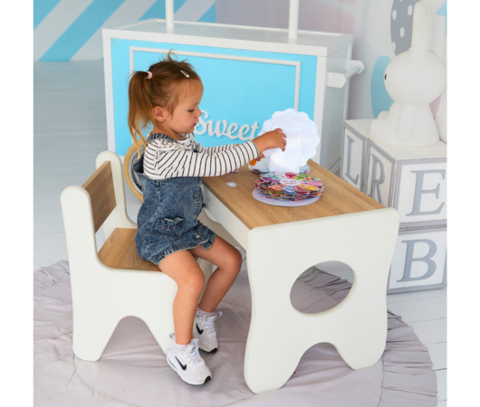 Стілець білий з деревом LalaKids TD-45426 фото