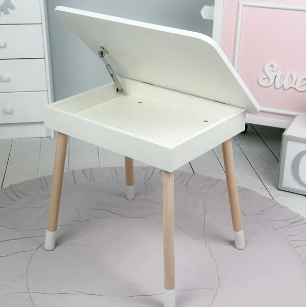 Детский деревянный столик с откидным верхом 54&times;60&times;45 LalaKids Белый 1311 фото