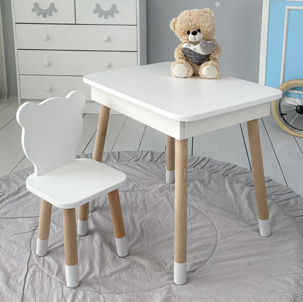 Детский деревянный столик с откидным верхом 54&times;60&times;45 LalaKids Белый 1311 фото