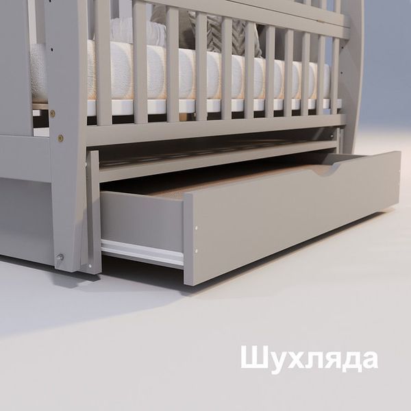 Детская кроватка для новорожденных ДУБОК Умка шарнир с откидной боковиной бук белый dubok-umka-01 фото